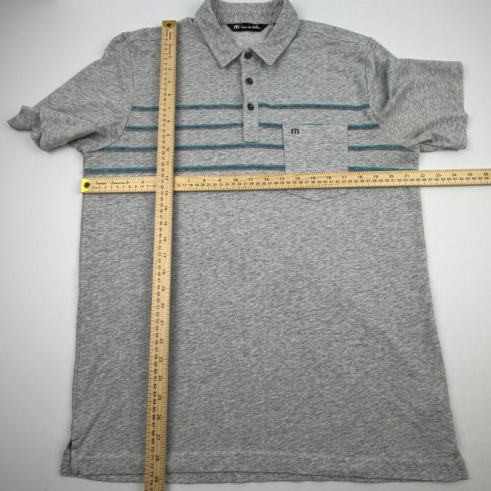 TravisMathew Gray Striped Polo Shirt Large Casual Golf - Picture 9 of 11